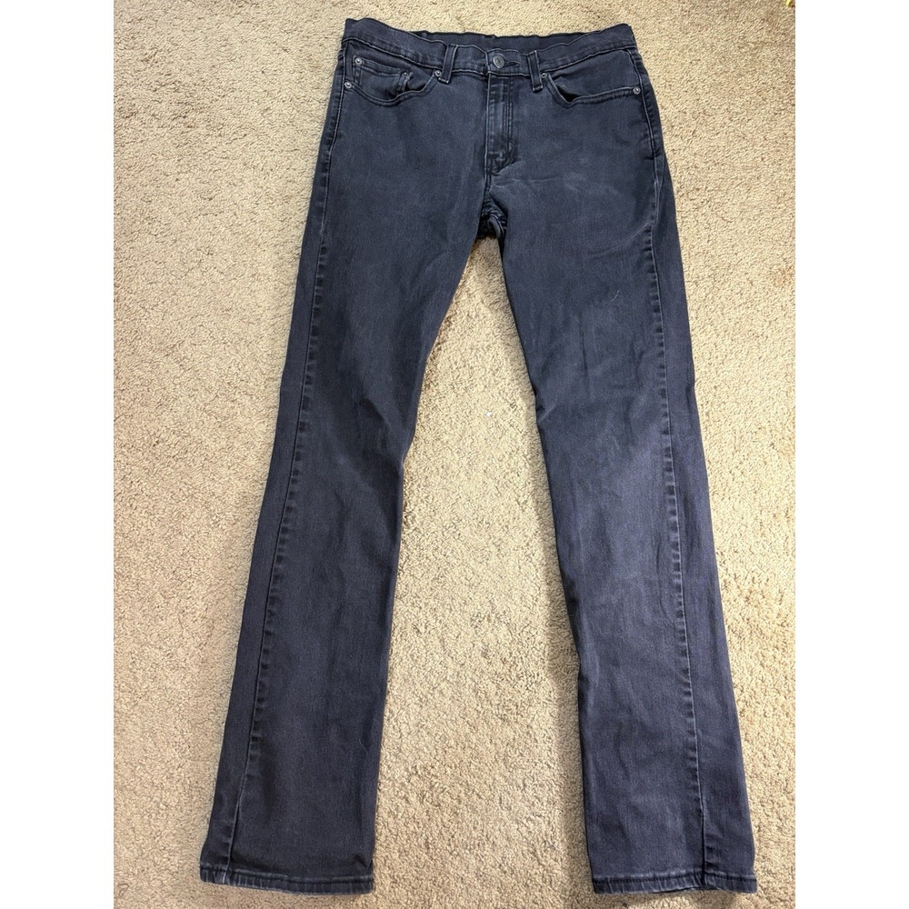 Levis Strauss 514 Jeans Men 32x34 Black Denim Straight Leg Low Rise Preppy